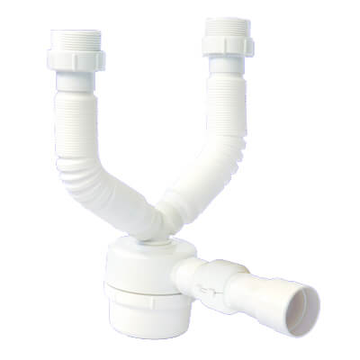 SIFÓN PVC BOTELLA DOBLE BLANCO